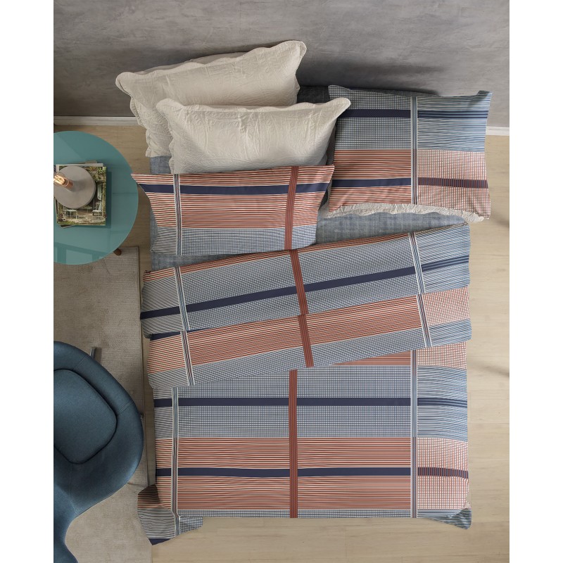 JOGO CAMA CASAL ATTUALE 150FIOS S3 CORTTEX 200X220 GEOMETRICO AZUL *00 JOGO CAMA CASAL ATTUALE 150FIOS S3 CORTTEX 200X220 GEOMETRICO AZUL *00