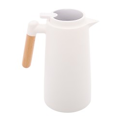 GARRAFA TERMICA PLASTICO C/CABO MADEIRA/TERMOMETRO TAP 1L LYOR BRANCA