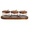 JOGO 3 PETISQUEIRAS WOODEN VIDRO C/TP/SUP MADEIRA 120ML 26.2X10.2X6.6C
