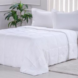EDREDOM QUEEN TOQUE DE PLUMAS 220X240 TESSI BRANCO