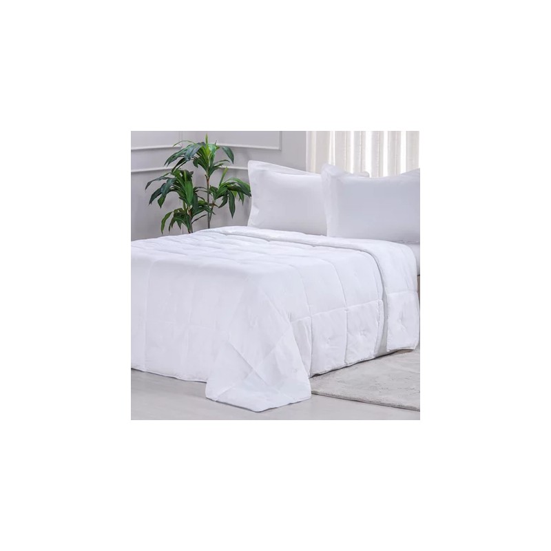 EDREDOM QUEEN TOQUE DE PLUMAS 220X240 TESSI BRANCO