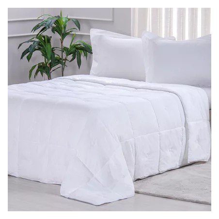 EDREDOM QUEEN TOQUE DE PLUMAS 220X240 TESSI BRANCO