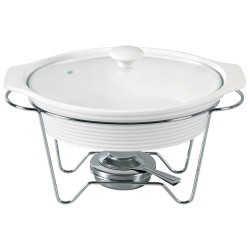 RECHAUD OVAL PORCELANA C/QUEIMADOR 2.3L 37X24.5X22CM *21156 FRACALANZA