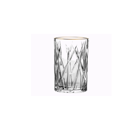 JOGO 6 COPOS ALTOS FOREST CRISTAL C/BORDA DOURADA 350ML A15CM *29668 L