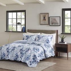 COLCHA SOLTEIRO PARIS COLOR ART S18 CORTTEX 160X240 FLORAL AZUL