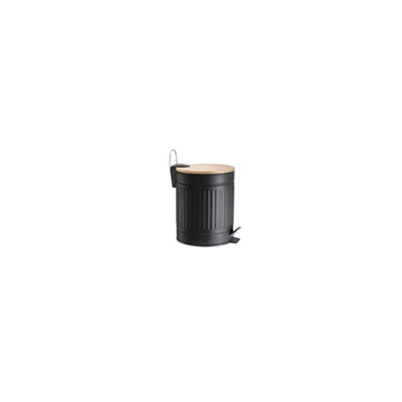 LIXEIRA 5L FLUTED 20.5X20.5X25.5CM PRETO