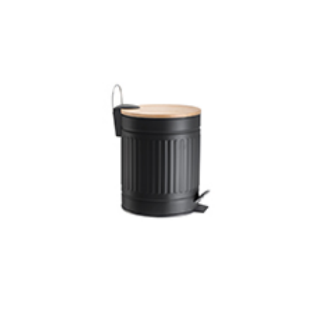 LIXEIRA 5L FLUTED 20.5X20.5X25.5CM PRETO
