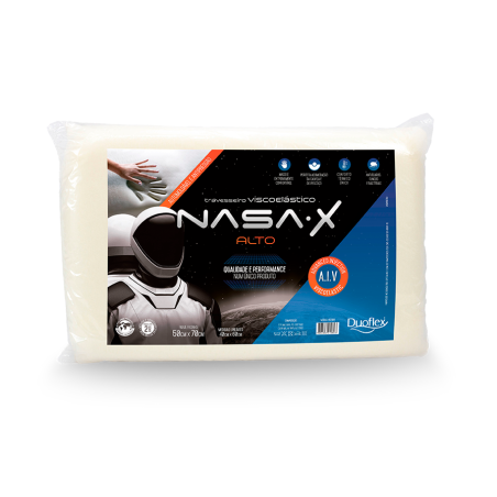 TRAVESSEIRO VISCOELASTICO NASA-X ALTO DUOFLEX NS3100 MARFIM LISO ÚNICO