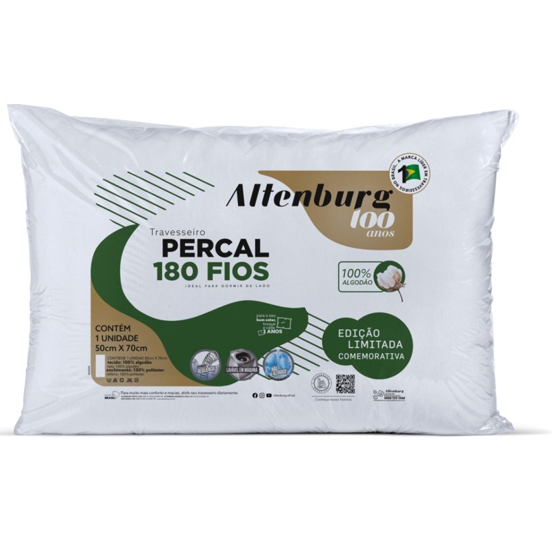 TRAVESSEIRO CENTENARIO 180 FIOS ALTENBURG 50X70CM BRANCO TRAVESSEIRO CENTENARIO 180 FIOS ALTENBURG 50X70CM BRANCO