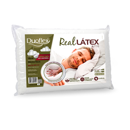 TRAVESSEIRO REAL LATEX ALTO DUOFLEX 50X70 BRANCO LS1100