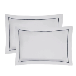 JOGO FRONHA 2PCS FESTONE CLASSICO 200 FIOS KACYUMARA 50X70 BRANCO/MARI