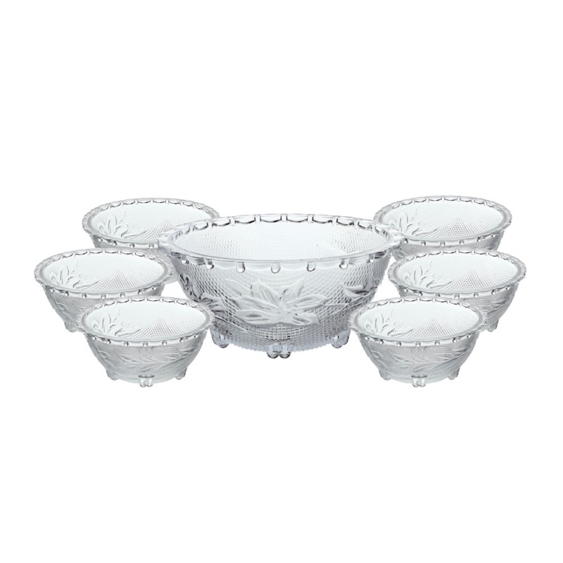 JOGO P/SOBREMESA 7PCS FOLHA VIDRO DYNASTY TRANSPARENTE 27746