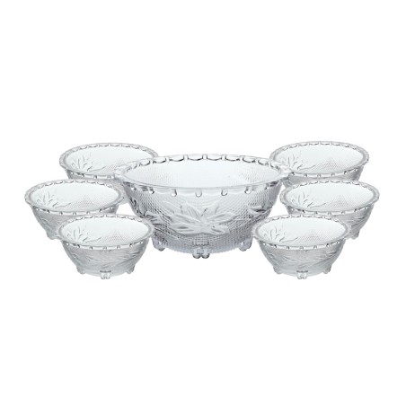 JOGO P/SOBREMESA 7PCS FOLHA VIDRO DYNASTY TRANSPARENTE 27746