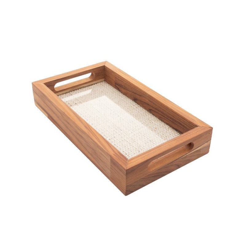 BANDEJA MADEIRA C/SISAL TECA 30X17X5CM 13761 WOLFF