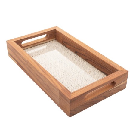 BANDEJA MADEIRA C/SISAL TECA 30X17X5CM 13761 WOLFF
