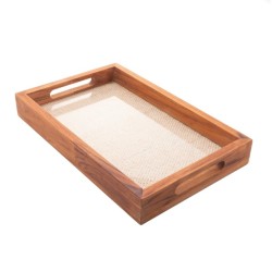 BANDEJA MADEIRA C/SISAL TECA 38X24X5CM 13760 WOLFF