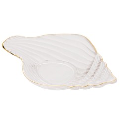 BOWL VIDRO CONCHA C/FILETE DOURADO TROMPETE 20X12CM 61487 WOLFF