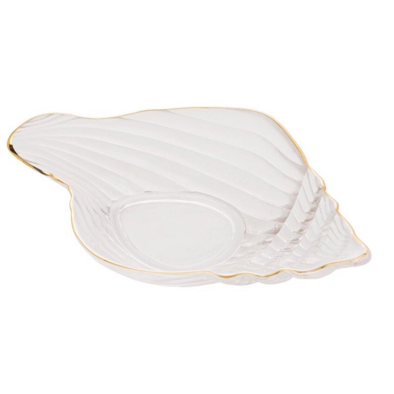 BOWL VIDRO CONCHA C/FILETE DOURADO TROMPETE 20X12CM 61487 WOLFF