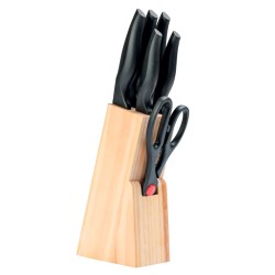 JOGO FACAS DAILY CUT C/CEPO MADEIRA PINUS 6PCS DYNASTY 27968