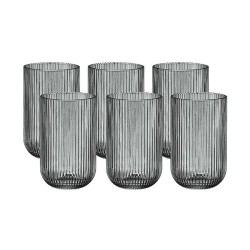 JOGO 6 COPOS CAMERATTA VIDRO 425ML A12.8CM L'HERMITAGE CINZA 29321