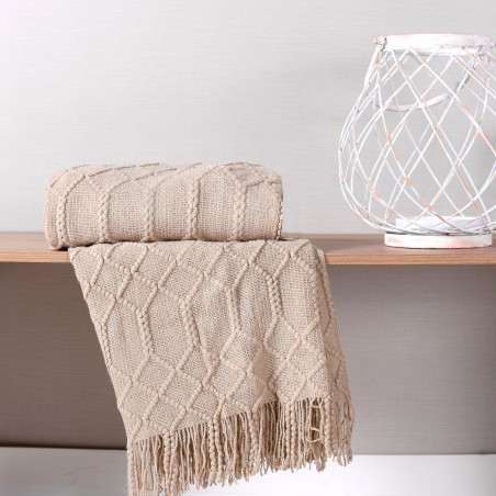 MANTA TRICOT TESSI 127X152CM LATTE