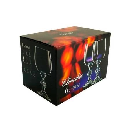 JOGO 6 TACAS VINHO  CLAUDIA 57680 TRANSPARENTE 190ML