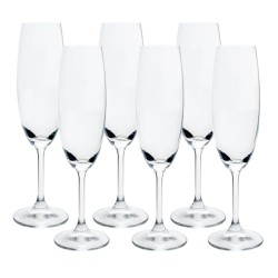 JOGO 6 TACAS CHAMPANHE CRISTAL ANNA *58002 BOHEMIA TRANSPARENTE 220ML