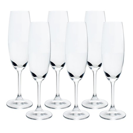 JOGO 6 TACAS CHAMPANHE CRISTAL ANNA *58002 BOHEMIA TRANSPARENTE 220ML