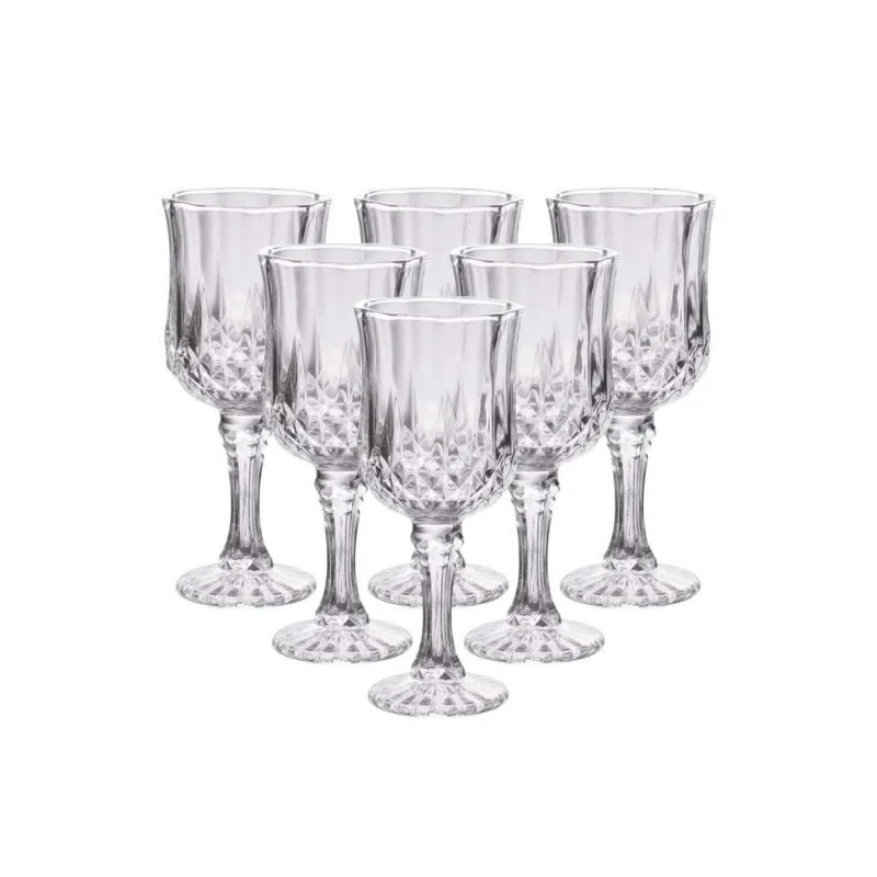 JOGO 6 TACAS VIDRO REQUINTE VINHO 230ML TRANPARENTE 10000567