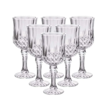 JOGO 6 TACAS VIDRO REQUINTE VINHO 230ML TRANPARENTE 10000567