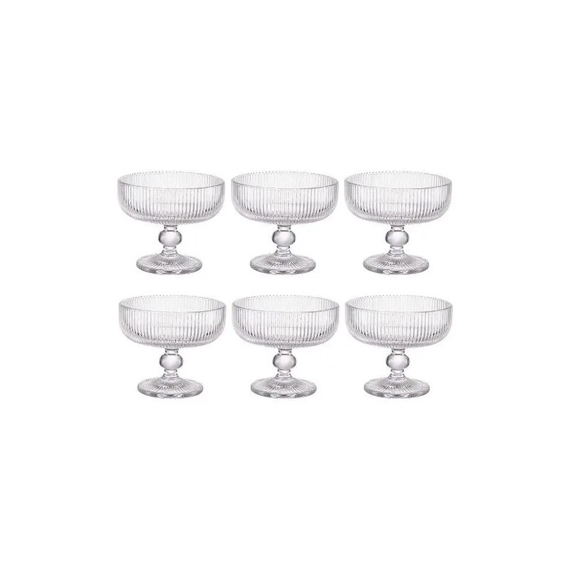 JOGO 6 TACAS P/SOBREMESA CAMERATTA VIDRO 310ML 11.8X9.8 *29065 L'HERMI