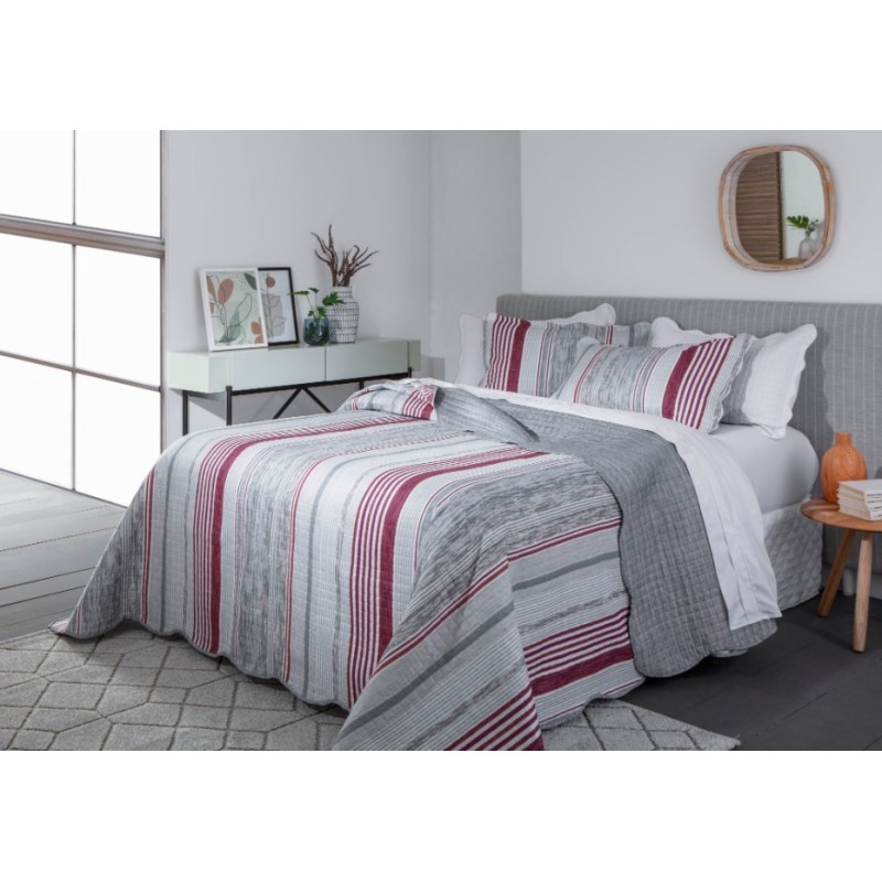 KIT COLCHA PARIS DUPLA FACE COM VIES LISTRADO 01 COLOR ART S8C 240X260