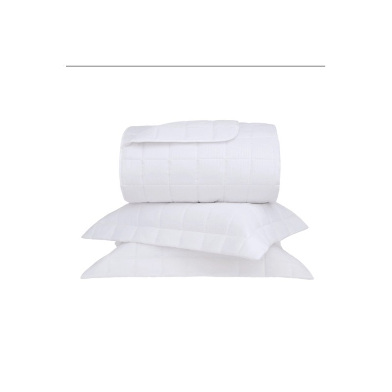 KIT COLCHA DAMASK STRIPES 260X250 BUD QUEEN BRANCO