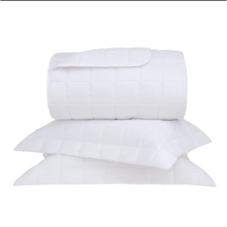 KIT COLCHA DAMASK STRIPES 260X250 BUD QUEEN BRANCO