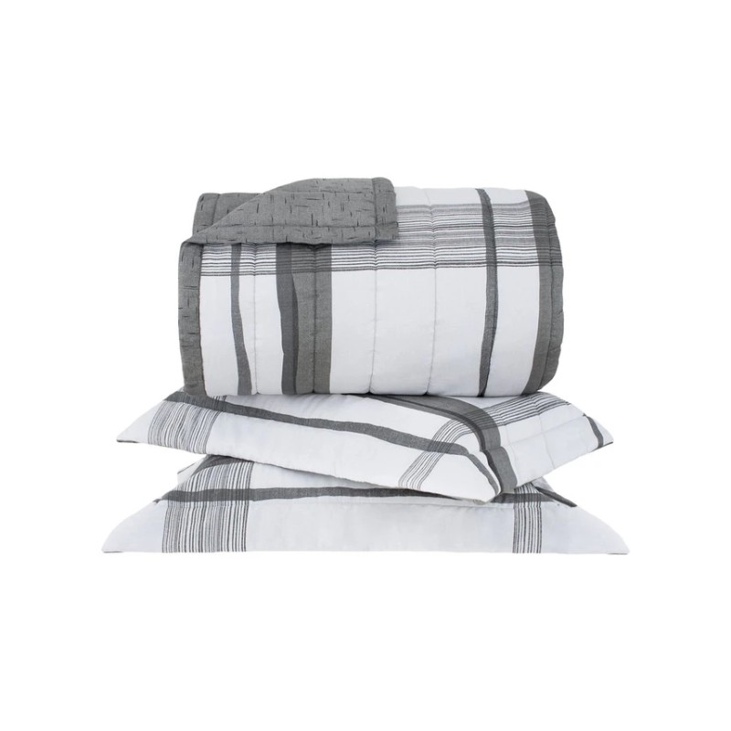 KIT COLCHA BUD VISION SATO XADREZ 260X250 BUDDEMEYER QUEEN BRANCO