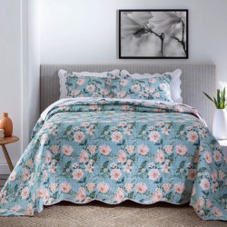 COLCHA PARIS COLOR ART S1 CORTTEX 240X260 QUEEN FLORAL AZUL 0015