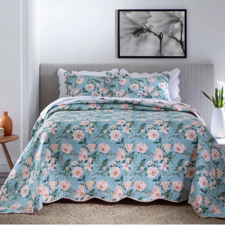 COLCHA PARIS COLOR ART S1 CORTTEX 240X260 QUEEN FLORAL AZUL 0015
