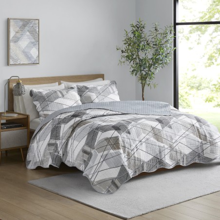 COLCHA CASAL PARIS COLOR ART S16 CORTTEX 220X240 RISCADO MARROM *0014