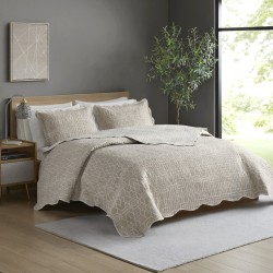 COLCHA KING PARIS COLOR ART S16 CORTTEX 260X280 FORMAS BEGE *0016