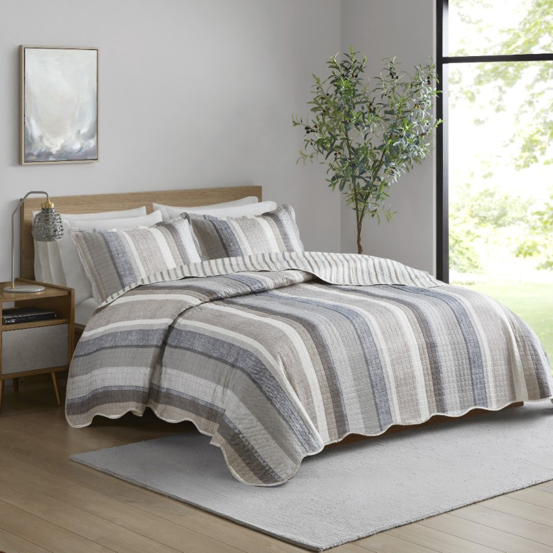 COLCHA KING PARIS COLOR ART S16 CORTTEX 260X280 LISTRADO MARROM *0016
