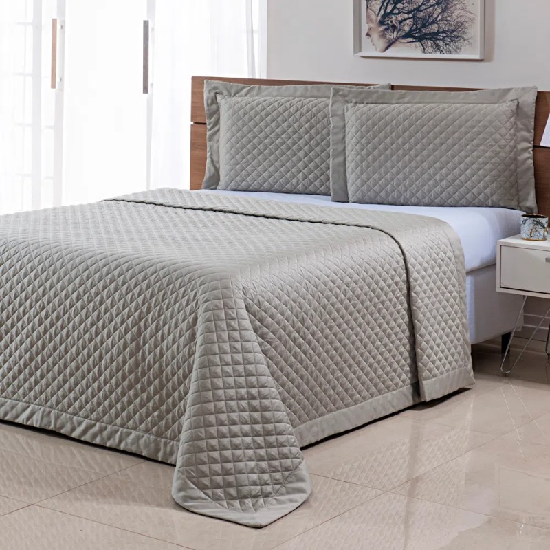 COLCHA QUEEN TORINO 300 FIOS 250X260 CINZA CLARO