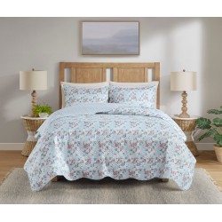 COLCHA QUEEN PARIS COLOR ART S17 CORTTEX 240X260 FLORAL AZUL CEU *0015