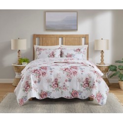 COLCHA QUEEN PARIS COLOR ART S17 CORTTEX 240X260 FLORAL ROSA GRANDE *0