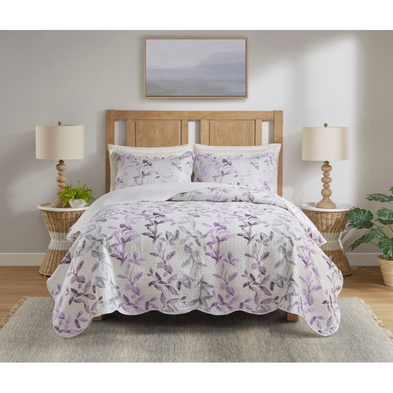 COLCHA QUEEN PARIS COLOR ART S17 CORTTEX 240X260 FOLHAGEM LILAS *0015