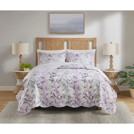 COLCHA QUEEN PARIS COLOR ART S17 CORTTEX 240X260 FOLHAGEM LILAS *0015