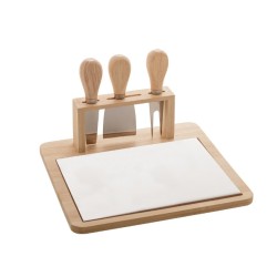 JOGO BANDEJA BAMBU C/3PCS P/QUEIJO 7151 23X21CM LYOR INOX ÚNICO