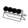 JOGO 4 POTES VIDRO C/TAMPA E SUPORTE DE METAL PRETO LYOR 1172