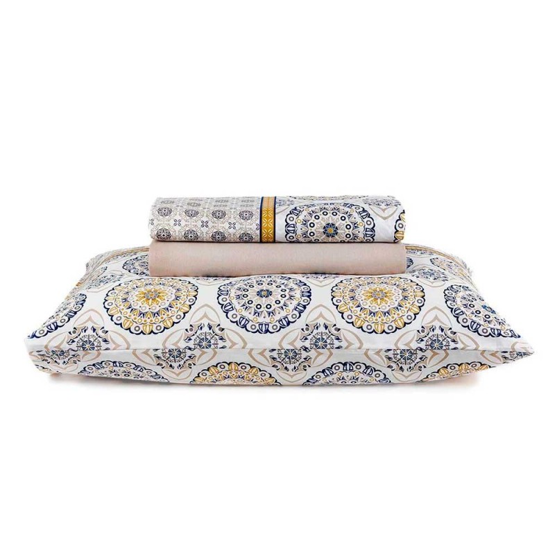 JOGO CAMA DUPLO ROYAL PLUS SANTISTA QUEEN MARROCOS BEGE