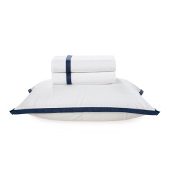 JOGO CAMA SARTORIA BC/MA TRUSSARDI SOLTEIRO 170X260 BRANCO/AZUL MARINH