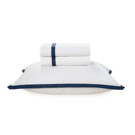 JOGO CAMA SARTORIA BC/MA TRUSSARDI SOLTEIRO 170X260 BRANCO/AZUL MARINH